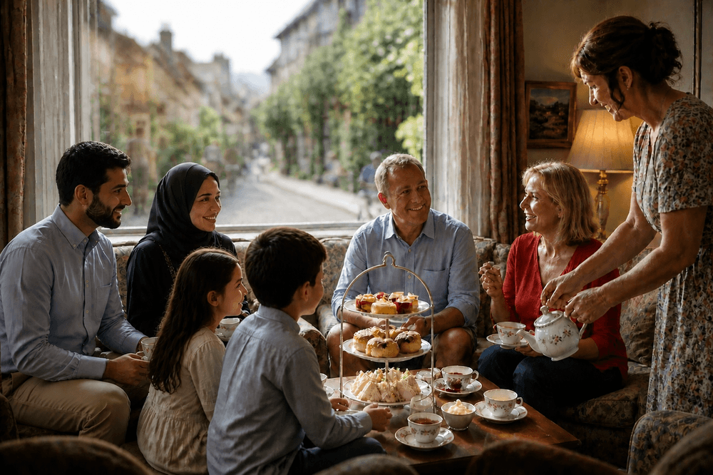 English Tea — host family serving tea